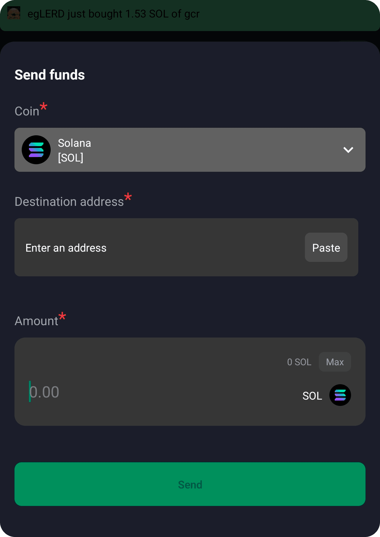 Diagram of a Solana token transfer flow between wallets